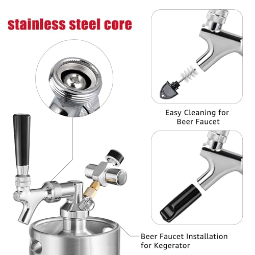 MRbrew Beer Faucet, Stainless Steel Draft Beer Tap for Kegerator, Beer Tower, with Handle & Plug
