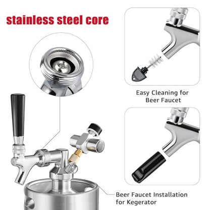 MRbrew Beer Faucet, Stainless Steel Draft Beer Tap for Kegerator, Beer Tower, with Handle & Plug