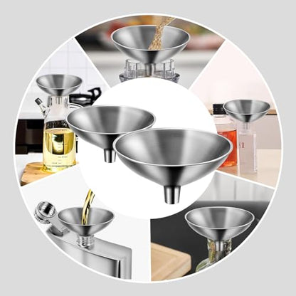 Serinar 2 Piece Small Stainless Steel Filling Mini Funnel, Flask Funnel, Large for Kitchen, Small for Flask, Essential Oil Delivery