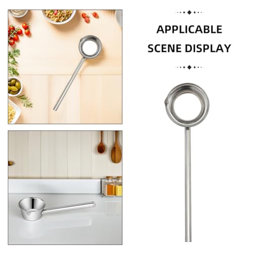 Stainless Steel Long Handle Ladle with Pour Spout 35cm Water Scoop Kitchen and Garden Watering Tool Sturdy Metal Water Dipper for Cooking and Outdoor Use