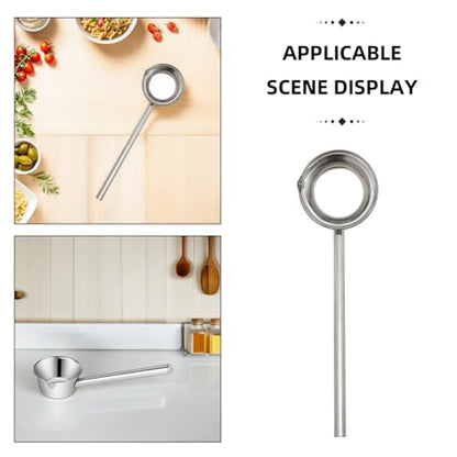 Stainless Steel Long Handle Ladle with Pour Spout 35cm Water Scoop Kitchen and Garden Watering Tool Sturdy Metal Water Dipper for Cooking and Outdoor Use