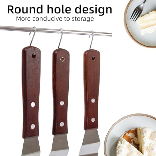 Cake Decorating Angled Icing Spatula Set of 6 8 & 10 Inch Wooden Handle Stainless Steel Offset Frosting Spatulas - size: offset spatulas 6 8 10 inches