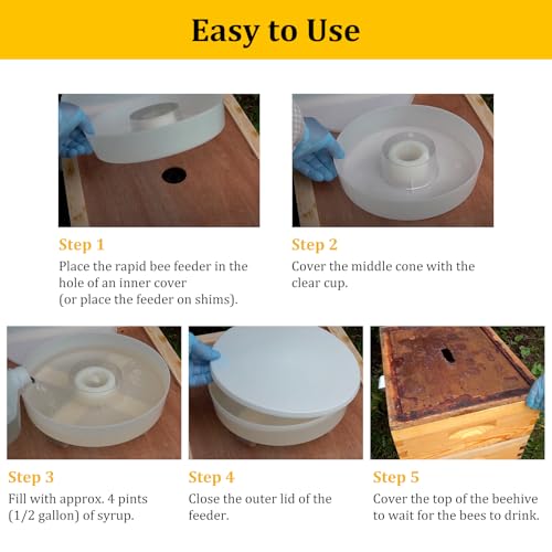 AOIT Rapid Bee Feeder for Outside Beekeepers Feeding-Round Hive Top Feeder, Beekeeping Supplies Bee Water Drinking Bowl for 8-or-10 Frame Hives, 2 Pack