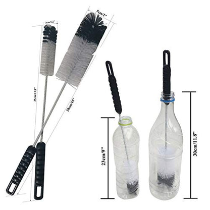 NewFerU Wire Bottle Cleaning Brush Set Small Large Thin Long Handle, Utility Cleaner Bendable Flexible for Narrow Neck Skinny Spaces of Water Beer Wine Baby Bottles Pipe Tube Flask Decanter (8)