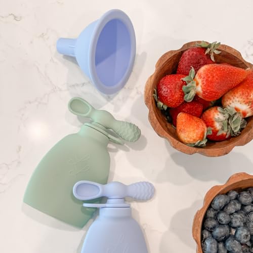 Nontoxic Silicone Funnel - Premium Food Grade - BPA & PFAS Free - Perfect for Baby Food Pouches & Breastmilk Transfer - Easy to Clean and Dishwasher Safe - Blue - color: Blue