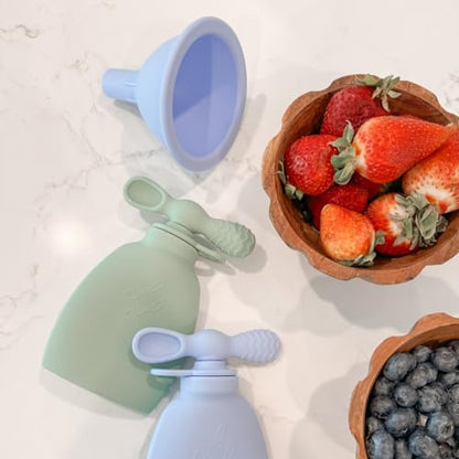 Nontoxic Silicone Funnel - Premium Food Grade - BPA & PFAS Free - Perfect for Baby Food Pouches & Breastmilk Transfer - Easy to Clean and Dishwasher Safe - Blue - color: Blue
