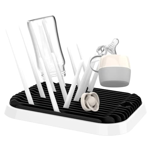 Baby Bottles Drying Rack, Folding Drainer for Feeding Bottles Accessories Dryer Holder(Black)