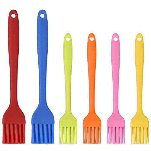 Hhyn Silicone Basting Brush Set 6 Pack Heat Resistant Pastry Brushes Spread Oil Butter Sauce for BBQ Grill Barbeque Kitchen Baking Cooking Pastries, 2 Large & 4 Small - color: 6 Pcs Multicolor