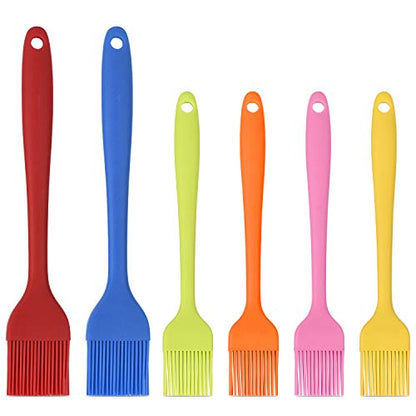 Hhyn Silicone Basting Brush Set 6 Pack Heat Resistant Pastry Brushes Spread Oil Butter Sauce for BBQ Grill Barbeque Kitchen Baking Cooking Pastries, 2 Large & 4 Small - color: 6 Pcs Multicolor