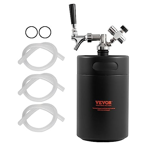 Beer Growler Tap System, 170Oz 5L Mini Keg, 304 Stainless Steel Pressurized Beer Growler, Keg Growler with Pressure Display, CO2 Regulator Faucet, Leak-Proof Ring For Draft, Homebrew, Craft Beer - color: Black, size: 170 oz