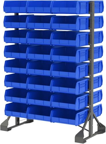 Akro-Mils 30235 AkroBins Plastic Storage Bins, Space-Saving Stackable Bins for Garage, Pantry, Craft Organization, 11" x 11" x 5", Blue, 6-Pack - color: Blue