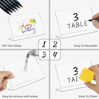 15 Pcs Acrylic Mini Chalkboard Labels for Food, 3X5 Inch Food Label Table Sign Cards, Mini Chalkboard Labels, Reusable Buffet Displays, Bright White, Includes 6 Liquid Chalk Markers - color: White