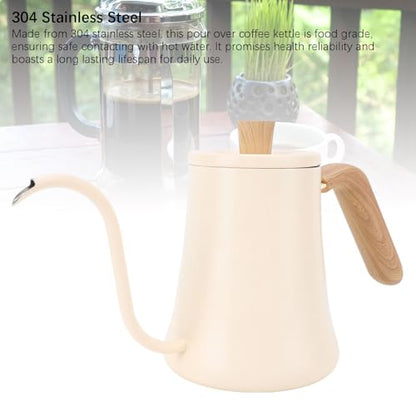 Gooseneck Coffee Kettle 304 Stainless Steel Pour Over Kettle 600ml with Thermometer Ergonomic Handle for Drip Coffee and Tea Brewing At Home Office Travel