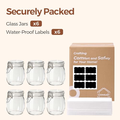 ComSaf Round Glass Jars with Airtight Lids 25 oz 6 Pack Pickling | Flour sugar rice, Preserving canning, Pantry organization, Kitchen storage, Dry goods, Sourdough fermenting, Mason jars - size: 25oz*6
