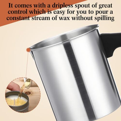 Ziliny 6 Pcs Candle Making Pouring Pot Wax Pouring Pitcher with Dripless Spout and Heat Resisting Handle Aluminum Wax Melter for Christmas DIY Candle Making Kits Gift (0.7 L) - size: 0.7 L