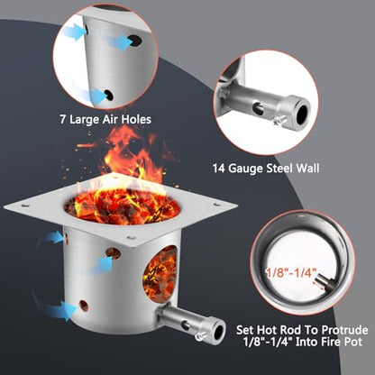 Upgraded Fire Burn Pot Replacement Parts for Pit Boss and Traeger Wood Pellet Grill Smoker, Fire Burner Pot for Traeger Pro 22 34 Fire Pot, Heavy - Duty Steel Burn Pot with Ash Remover and Screws - size: Fire Burn Pot