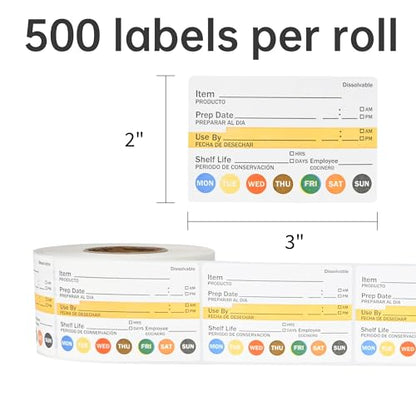 L LIKED Dissolvable Label Shelf Life for Food Rotation Use by Stickers 2 x 3 Inch Roll of 500 Labels