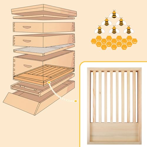 Leinuosen 2 Pack 8 Frame Slatted Rack for Beekeepers, Beehive Slatted Rack Assembled, Wood Hive Equipment, Durable Beekeeping Supplies for Beekeeping Tool(19.9 x 14 x 1.97 Inch)