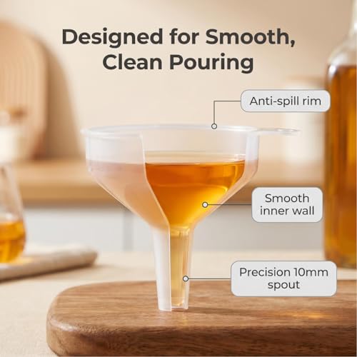 Small Funnels 5 Pack for Filling Small Bottles, Food Grade Plastic Funnel for Water Bottles, Protein Powder, Liquids & Kitchen Use