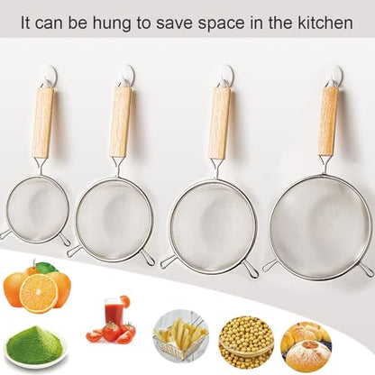 Strainer with Single Fine Mesh, 6.3-Inch Diameter, Medium, Stainless Steel, Tan,Silver Large - size: M Double-handled