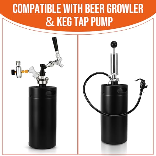 Stainless Steel Mini Keg Growler, 128oz Matte Black Mini Beer Keg, Carbonated Beer Growler Mini Kegerator with Non-Slip Keg Cap & Silicone Hose, Portable Beer Growler for Picnic Party