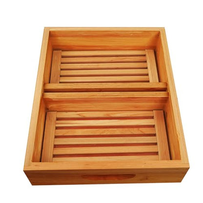 Bee Hive Top Feeder W/Floats 10 Frame Dipped in Beeswax Bee Feeder for Beekeeping Bee Feeding Tools-2 Pack - size: 2 pack 10 frame