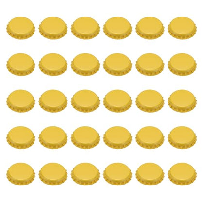uxcell 60 Pcs Oxygen Absorbing Beer Bottle Caps, 32mm Pry Off Bulk Crown Caps Bottle Toppers for Soda Beer Wine Glass Bottles Home Brewing DIY Pendants or Craft Scrapbooks, Yellow - color: Yellow