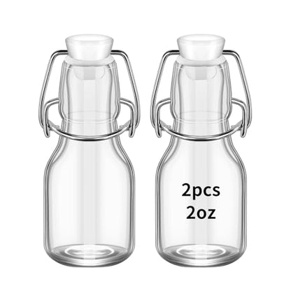 2Pcs Swing Top Small Glass Bottles 2 oz With Flip Airtight Lids for Home Brewing, Beverages, Oil, Vinegar, Water, Soda,Limoncello, Homemade liquor, vanilla (White cap) - color: White cap