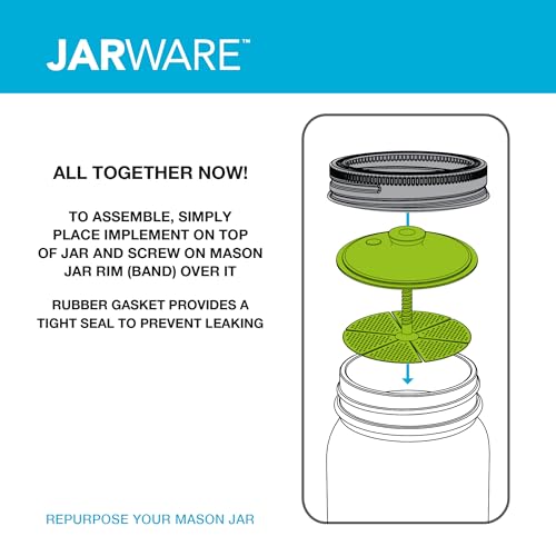 Jarware Nylon Fermentation Lid For Wide Mouth Mason Jars, One Way Valve and Adjustable Platform Included