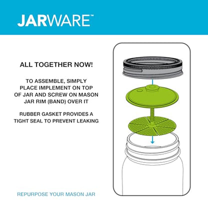 Jarware Nylon Fermentation Lid For Wide Mouth Mason Jars, One Way Valve and Adjustable Platform Included
