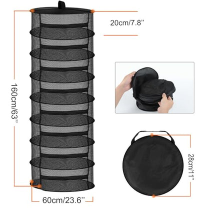 Desy & Feeci Drying Net Herbs 8-Layer Hanging Herb Drying Rack Drying Net with Zippers, Black, 23.6 x 63 inches - color: Black, size: 8 Layer