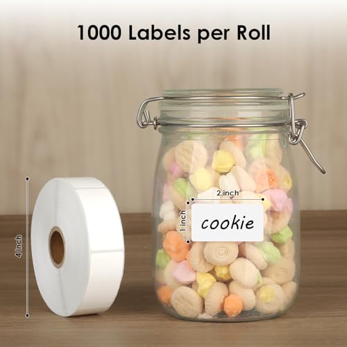 MaxGear 1000 Removable Freezer Labels 1x2 Inch | Waterproof Oil Resistant Stickers, No Residue for Food Containers, Pantry Jars, Organization Meal Prep, 1 Roll