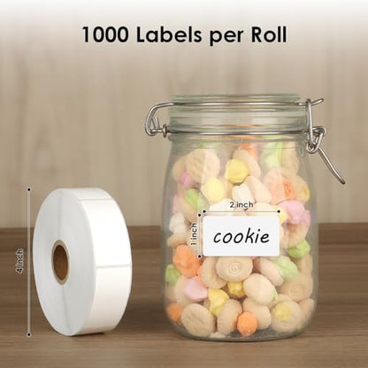 MaxGear 1000 Removable Freezer Labels 1x2 Inch | Waterproof Oil Resistant Stickers, No Residue for Food Containers, Pantry Jars, Organization Meal Prep, 1 Roll