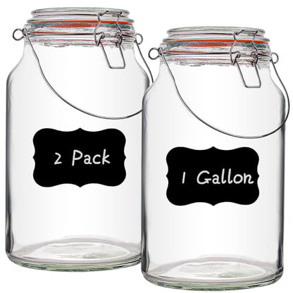 1 Gallon Glass Jar with Lids,2 Pack Large Glass Jars with Airtight lid,Super Wide Mouth Mason Jars for Storage,Fermenting,Canning,Pickling - color: 128oz