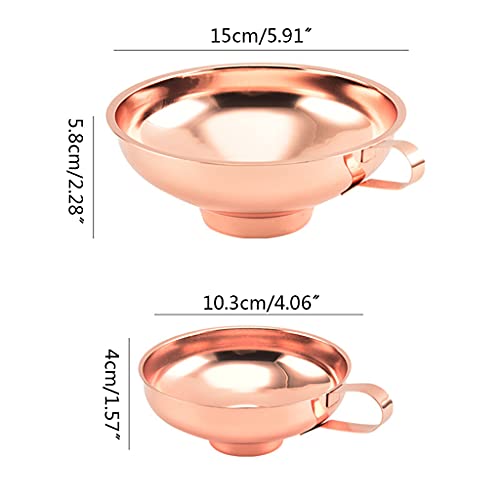 Stainless Steel Wide Mouth Rose Gold Jar Canning Funnel with Handle Kitchen Tool Stainless Steel Wide Mouth Funnel Household Multi-Purpose Oil Drain and Wine Drain