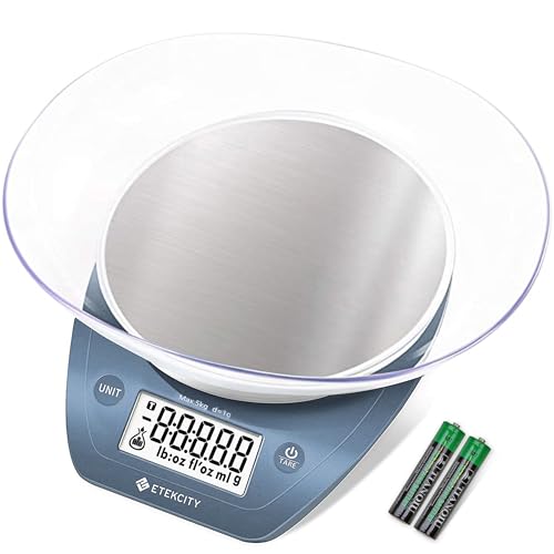 Etekcity 0.1g Food Scale, Bowl, Digital Grams and Ounces for Weight Loss, Dieting, Baking, Cooking, and Meal Prep, 11lb/5kg, Stainless Steel Prussian Blue - color: Prussian Blue, size: 11lb