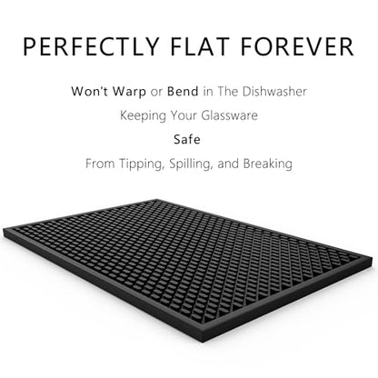 AXIESO Silicone Drip Mat - 1/2 Inch Thick, Heat-Resistant and Food Safe - Counter Top, Coffee Bar or Restaurant - Drying Mat for Glasses - 18x12 Inches