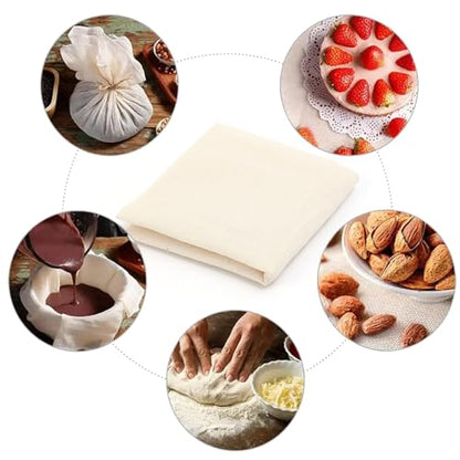 2Pcs Unbleached Cotton Cheesecloth – Reusable, Multi-Purpose Muslin for Straining, Juicing, Cheese Making, Crafts & Cooking (40x40cm) - color: Square 40cm