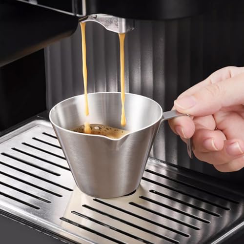 12 Pcs Stainless Steel Measuring Cups, 3.4OZ/100ML Stackable Espresso Pouring Cup with with Spout and Handle Scale, Dishwasher Safe Metal Measuring Cup for Coffee & Baking