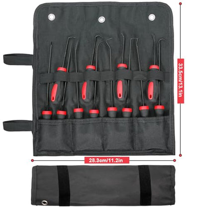 Keze 12 Pcs Pick and Hook Tool Set Includes Long & Mini Precision Pick Tool Kit for Car Auto Oil Seal/O-Ring Seal Gasket Pick Hooks Puller Remove - color: Black-12 Hook and Pick Set