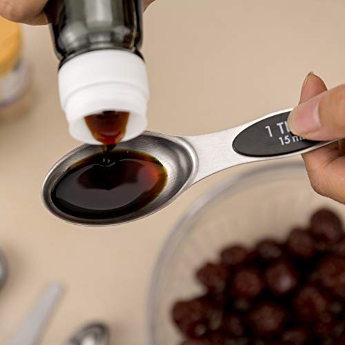 EDELIN Measuring Cups and Magnetic Measuring Spoons Set, Stainless Steel 5 Cups and 7 Spoons (Black) - color: Black