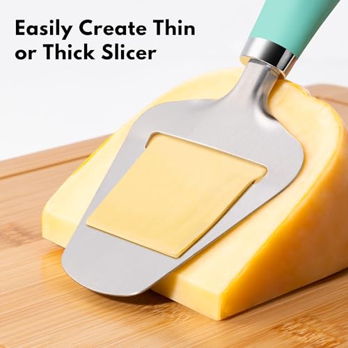 Rainspire Upgraded Non-Stick Cheese Slicers for Block Cheese Multi-Functional Cheese Cutter for Mozzarella, Cheddar, Gruyere Charcuterie Accessories Dishwasher Safe Kitchen Tools, Mint Green - color: Mint Green
