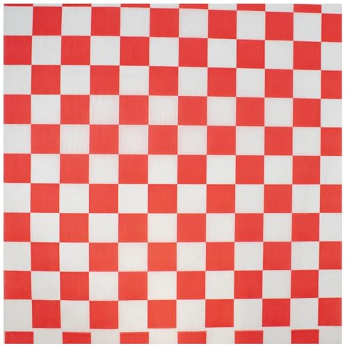 MADE IN USA 1,000 Sheets of Grease-Resistant Food Grade Waxed Kraft Deli Tissue Paper, 12" X 12" (Red Checker Print) - color: Red Checker Print