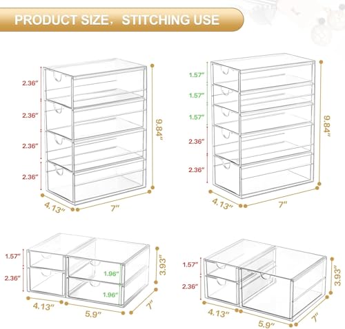 caktraie Makeup Organizer Storage With 16 Drawers, 4 Pcs Desktop Office Supplies, Desk Organizers, Clear Accessories, Dustproof Storage Drawer and for Make Up, Jewelry, Pen, Stationary - size: 16 Drawers