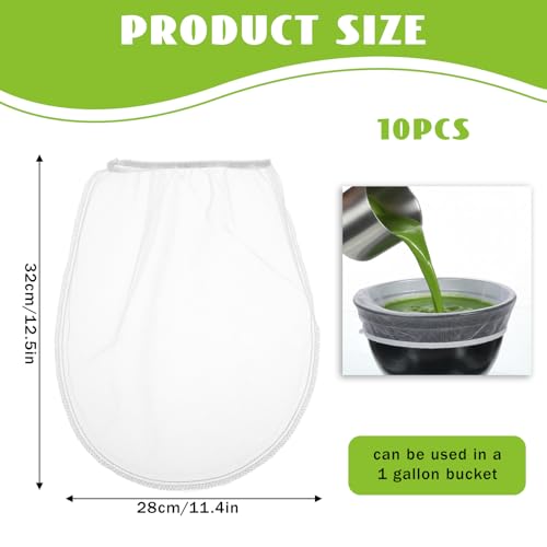 10 Pcs Paint Strainer Bags, 1 Gallon Paint Filter Strainer, Elasticity Opening Strainers Bags Disposable for Paints Bucket & Hydroponics