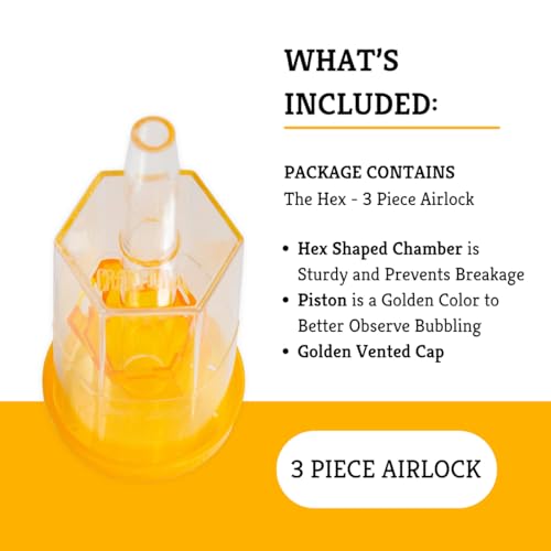 Craft A Brew - The Hex - 3 Piece Airlock - For Home Brew Fermentation - For Beer, Wine, Hard Cider, Mead Making, Pickling & More - Durable - At Home Beer Making Supplies - size: The Hex Airlock