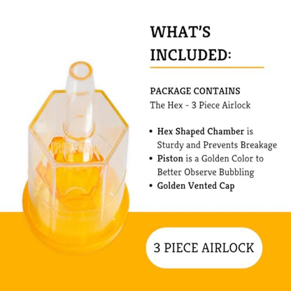 Craft A Brew - The Hex - 3 Piece Airlock - For Home Brew Fermentation - For Beer, Wine, Hard Cider, Mead Making, Pickling & More - Durable - At Home Beer Making Supplies - size: The Hex Airlock