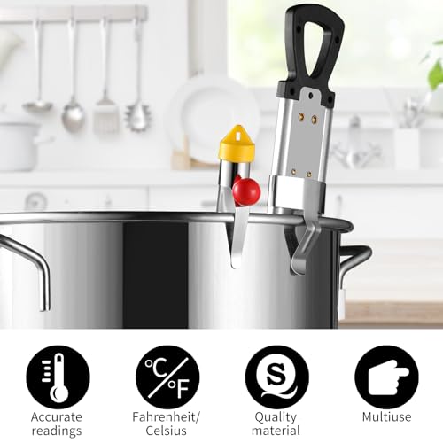 Candy Thermometer with Pot Clip and Hanging Hook, 2026 New Stainless Steel Deep Fry Oil Thermometer Instant Read Cooking Thermometer for Food, Oil/Candy/Fry/Jam/Sugar/Syrup/Jelly Food Thermometer