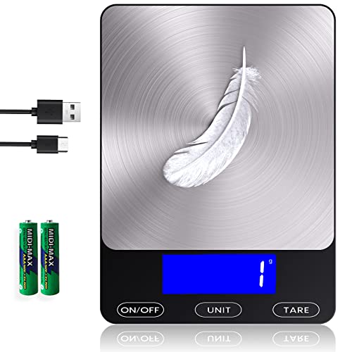 Food Scale -33lb Digital Kitchen Scale for Food Ounces Grams Rechargeable 304 Stainless Steel,Batteries and Type-C Charging | Perfect for Meal Prep, Cooking, and Baking, Black - size: Medium