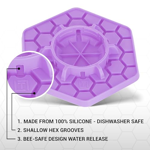 Bee Feeder for Mason Jar Made of Silicone - Bee Watering Station for Garden Compatible with Regular Mouth Mason Jars (Lilac) - color: Purple